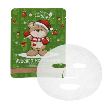 Маска для лица тканевая питательная с маслом авокадо тм SADOER Merry Xmas, 25 гр