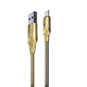 BY Кабель для зарядки Золото iP, 2.4А, 1м, Быстрая зарядка, штекер металл, золотистый