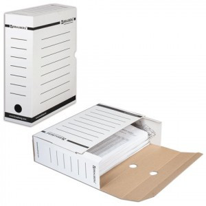 Лоток-коробка BRAUBERG 100 мм, белый , на 900л., 124848