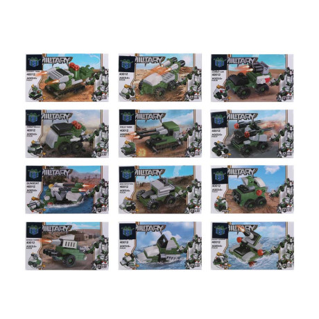 ИГРОЛЕНД Конструктор "Военная техника" 12 в 1, 13х3х7,5 см, ABS, 12 видов