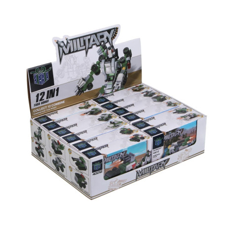 ИГРОЛЕНД Конструктор "Военная техника" 12 в 1, 13х3х7,5 см, ABS, 12 видов