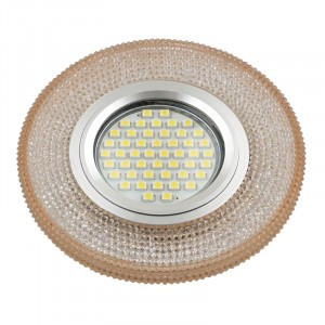 Fametto DLS-L142 GU5.3 св-к встр, Luciole стекло 95(65)x20 прозрачный /светло-корич, подсветка LED3W