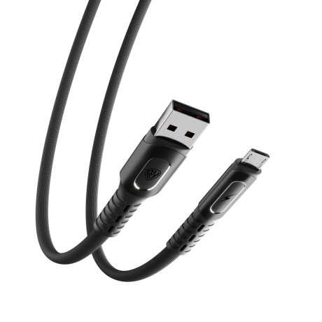 BY Кабель для зарядки Экстрим Micro USB, 1м, 3А, Быстрая зарядка QC3.0, ткань, черный