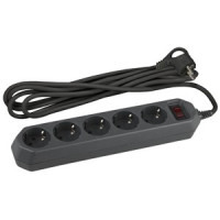 ЭРА сет. удл.-фильтр USF ПВС 3х0.75 5роз. 5м 10А (термозащ/варист, земля, черный,PP) USF-5es-5m-B