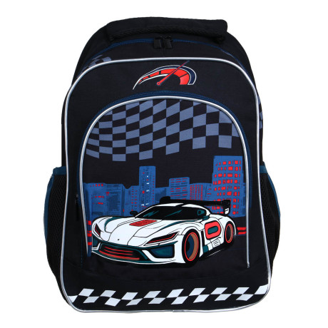 FLOMIK Рюкзак школьный 39х30х22см, "Рэйсинг Тим", 1 отд., 1 передн., 2 бок.карм., эрг.спин, упл.лям.