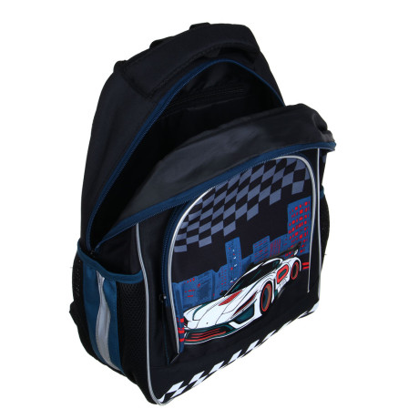 FLOMIK Рюкзак школьный 39х30х22см, "Рэйсинг Тим", 1 отд., 1 передн., 2 бок.карм., эрг.спин, упл.лям.