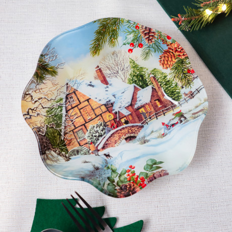 Зимние забавы Салатник круглый, 19х3,5см, стекло