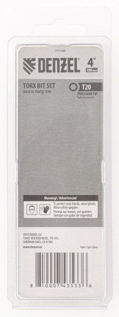 Бита T20x100 мм, 5 шт. Denzel