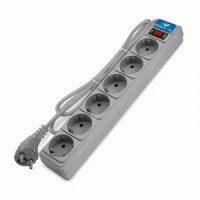 DOMTOK Сетевой фильтр (удл.) ПВС 3х1 6роз. 3м 10А серый земля,выкл, автомат (15!) 2519