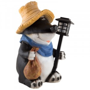 Фигурка садовая Крот с фонарем Н-45см 169339