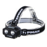 Фонарь налобный тм ЕРМАК, 2 P30 LED +3 SMD, 5 режимов, 1200мАч, 7,2х4,8х4см, USB кабель, пластик