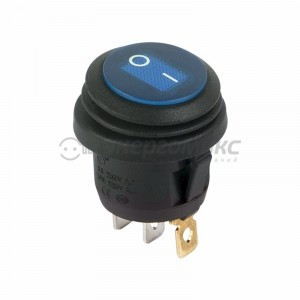 REXANT выкл. клавишный круглый 250V 6А (3c) ON-OFF син. с инд. ВЛАГОЗАЩИТА цена за шт (10!),36-2596