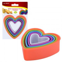 Форма кулинарная "Сердце", 5шт/уп, цена за уп (кратность 6шт!!!) пластик MS8-87 Мультидом