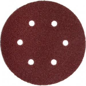 Круг шлифовальный ЗУБР "МАСТЕР" универс, абразив бумага на велкро основе, 6 отверст, Р80, 150мм,5шт