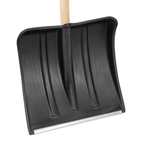 Лопата для уборки снега пластиковая, 380х385х1420 мм, оцинк. планка, деревянный черенок