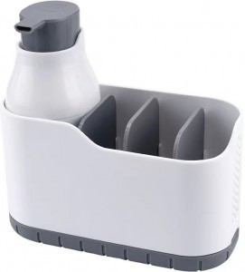 Набор с отсеками для хранения, диспенсер д/мыла 200мл, белый, серый, 578/Еврогарант