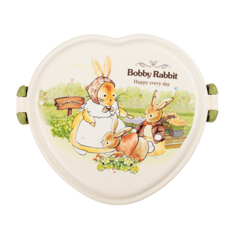 Ланчбокс в форме сердечка "Зайчата", тарелка, ложка-вилка, 13,5х16см, полипропилен