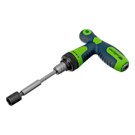 Отвертка Т-образная реверсивная с набором бит, торцевых головок, 33 предмета, CrV Сибртех