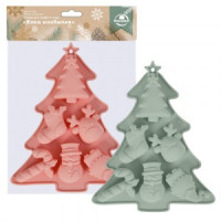 Форма для конфет и льда Елка изобилия, 2 цвета, 23*19*2,5см (кратно 3!!!) силикон VL2-374 Мультидом