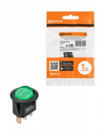 TDM выключатель клавишный KCD11-101N кругл.зеленый 250В, 1P, 3А,(3с),ON-OFF,LED, Micro SQ0746-0126