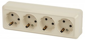 ЭРА Intro Quadro роз. ОУ 4 мест земля 16А, 250В, IP20, слоновая кость 2-208-02 1061