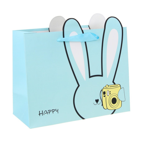 Пакет подарочный вскч бум., 210 гр, М 23x18x10 см, Ушки, 4 дизайна