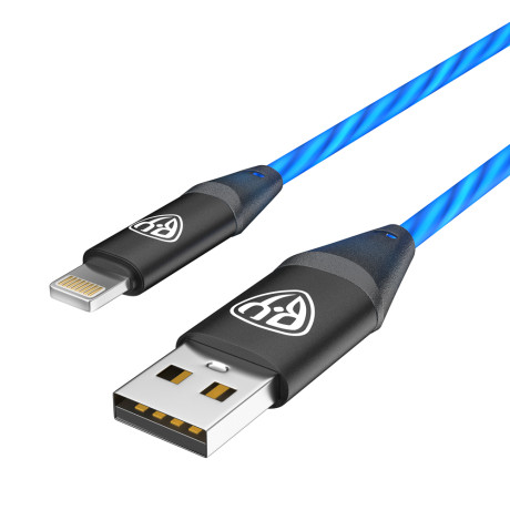 BY Кабель для зарядки Светящийся iP, 1м, 2.4А, Быстрая зарядка, подсв. голубая, Герои, КОЩЕЙ