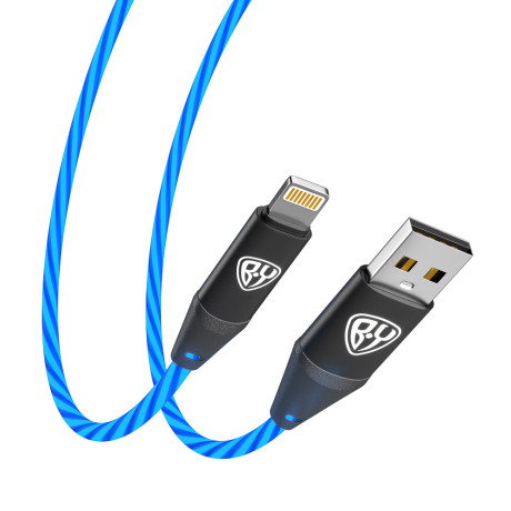 BY Кабель для зарядки Светящийся iP, 1м, 2.4А, Быстрая зарядка, подсв. голубая, Герои, КОЩЕЙ