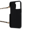 ВСЁГАЗИН Чехол для смартфона Дизайн, iP - 14 pro, черный, фэшн, цепочка c черной кожей и кулоном