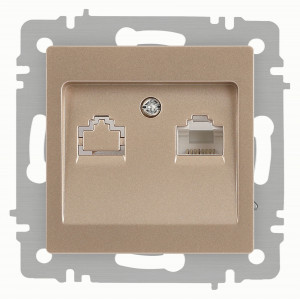 ЭРА Intro Accent мех. роз. СУ 1 мест. комп. (RJ45) шампань 6-303-04