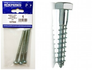 Шуруп с шестигранной головкой оцинкованный 8*100 (3шт BL) НАКРЕПКО 107544