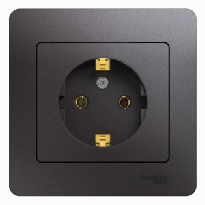 Systeme Electric GLOSSA роз. СУ 1 мест. графит (пл.осн., земля) GSL001342 (5!)