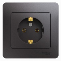 Systeme Electric GLOSSA роз. СУ 1 мест. графит (пл.осн., земля) GSL001342 (5!)