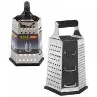 Терка шестигранная GR-004-9, выс 23см, нерж сталь, прорезиненная ручка 965008 Mallony