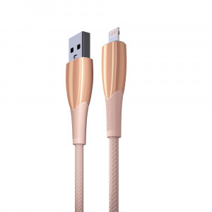 BY Кабель для зарядки Сириус iP, 1м, 2.4А, Быстрая зарядка, штекер металл, розовый