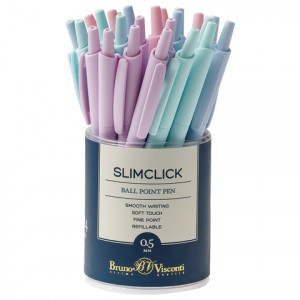 Ручка шарик. авт. BRUNO VISCONTI "SlimClick Zefir", микс, узел 0,5мм, линия 0,3мм, синяя 142908
