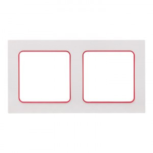 EKF Стокгольм рамка 2 мест. белая с линией цвета красный (PC) EXM-G-305-20