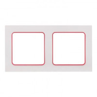 EKF Стокгольм рамка 2 мест. белая с линией цвета красный (PC) EXM-G-305-20