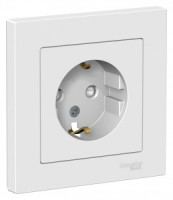 Systeme Electric AtlasDesign роз. СУ 1 мест. бел. Antibact. (пл.осн., земля, штор.) ATN000144 (15!)