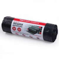 Мешки д/мусора 30 л, черные, в рулоне 20 шт., ПНД, 10 мкм, 50х60 см (±5%), прочные, ОФИСНАЯ ПЛАНЕТА,