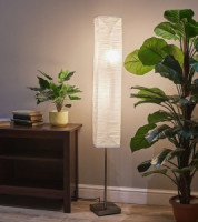 Uniel св-к напольный торшер E27 2х60W мех.выкл., металл/бумага, 1450x180 белый UML-T400 WHITE