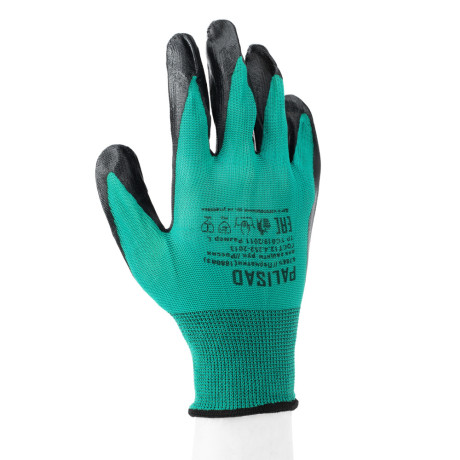 Перчатки полиэфирные с черным нитрильным покрытием маслобензостойкие, L, 15 класс вязки Palisad