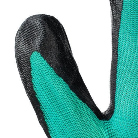 Перчатки полиэфирные с черным нитрильным покрытием маслобензостойкие, L, 15 класс вязки Palisad