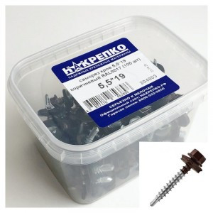 Саморез кровельный 5,5*19 коричневый RAL8017 (100 шт EC) (цена за уп) НАКРЕПКО 204803