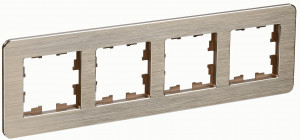 IEK BRITE Рамка СУ 4 мест. РУ-4-1-Бр металл шампань RE AL BR-M42-M-21-K37