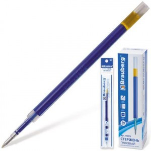 Стержень гелевый BRAUBERG 0,5мм, синий, д/авторучек, евронаконечник 110мм 170172,