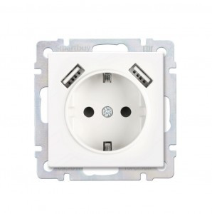 Smartbuy Нептун мех. роз. СУ с заземлением и 2-мя USB 16А белая  (SBE-05w-16-S1-USB)