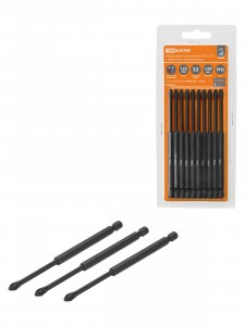 TDM Алмаз Набор бит PH2x125, 10шт, односторонних, стальS2, Е 1/4", намагничен,торсионные SQ1019-0451