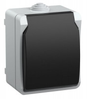 IEK ФОРС роз. ОУ 1 мест. сер/черн шагрень (земля, шт.,стеклонаполн.полиамид,сальн.) IP54 РСб20-3-ФСр