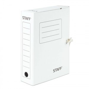 Папка архивная с завязками, микрогофрокартон, 75 мм, до 700л., белая, STAFF, 128869